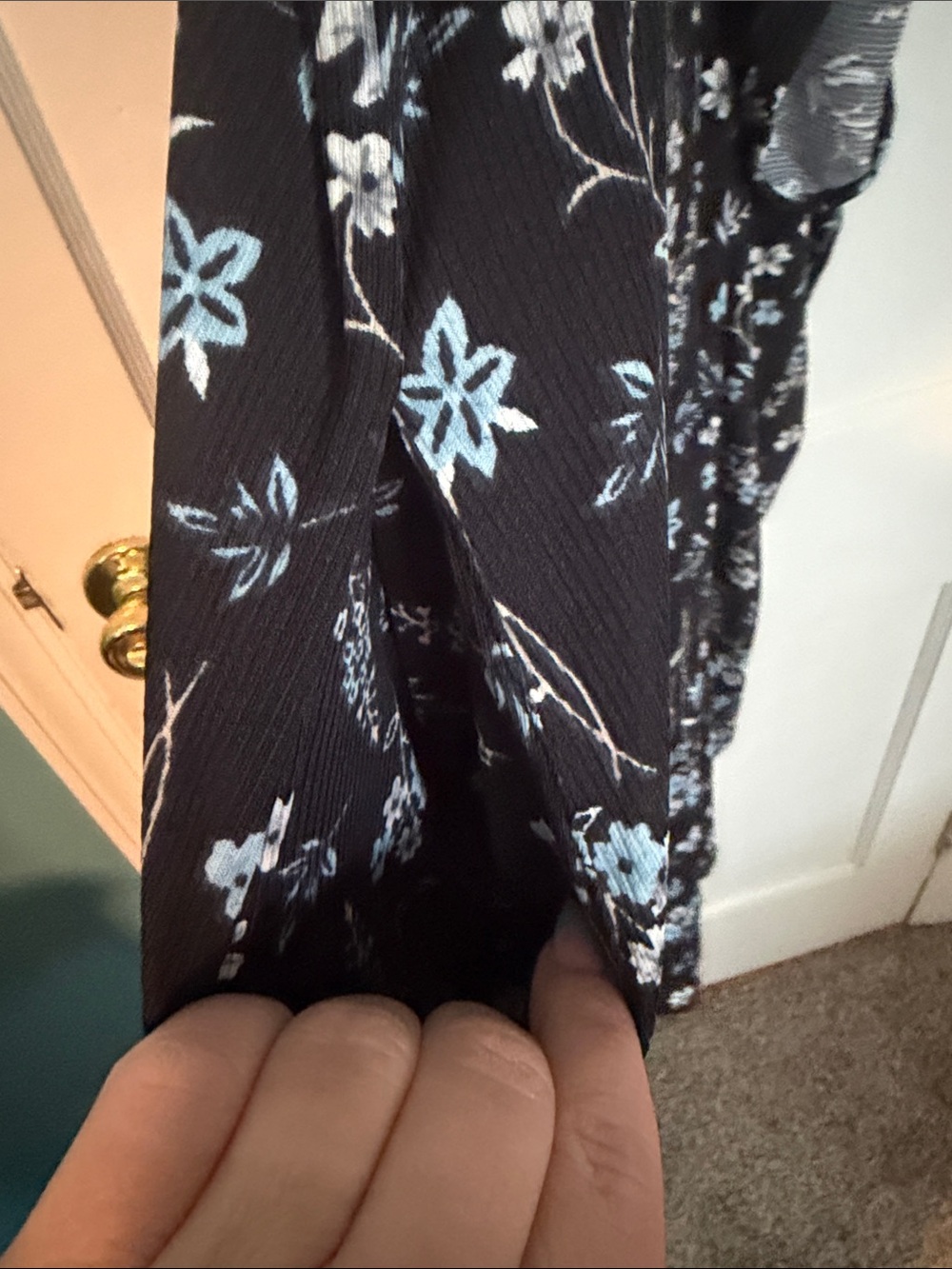 Black Floral Spaghetti Strap Romper with Blue and White Flowers size 3X - Picture 5 of 5